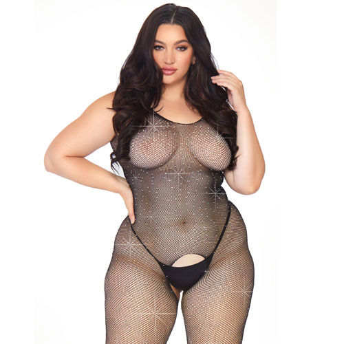 Leg Avenue Crystalized Net Bodystocking Plus Size UK 14 to 18