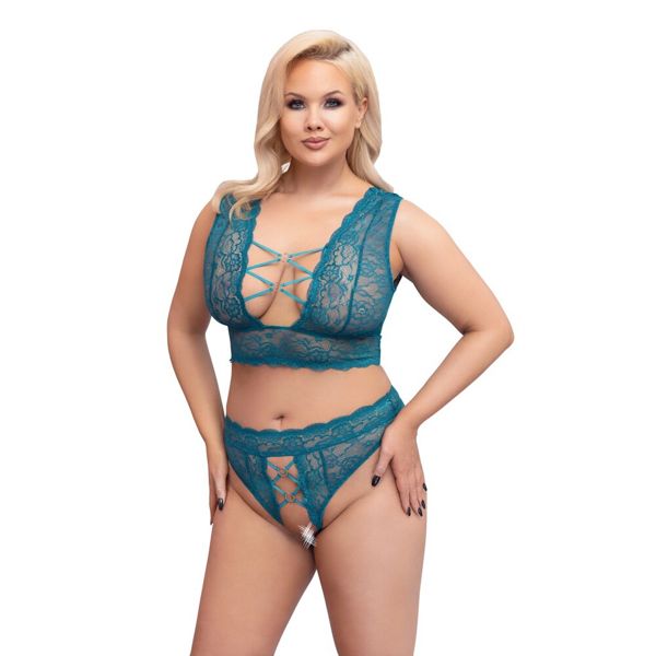 Cottelli Curves Bralette and Crotchless Thong Set