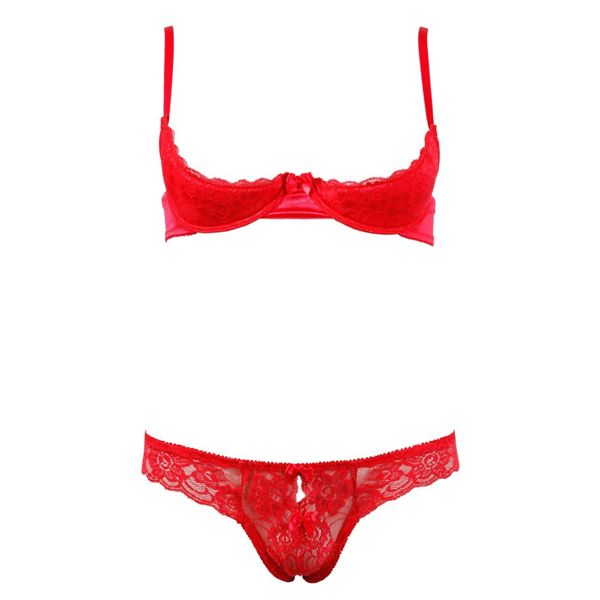 Cottelli Collection Red Lace Open Bra Set