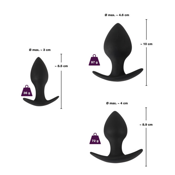 Black Velvet Silicone Three Piece Anal Training Set