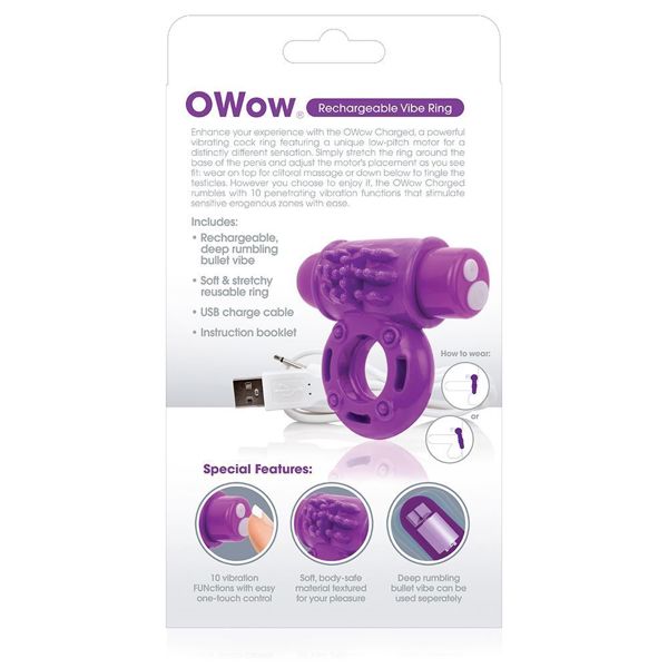 Screaming O Charged OWow Purple Vibrating Cock Ring