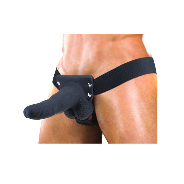 Erection Assistant Hollow Vibrating StrapOn 6 inch Black