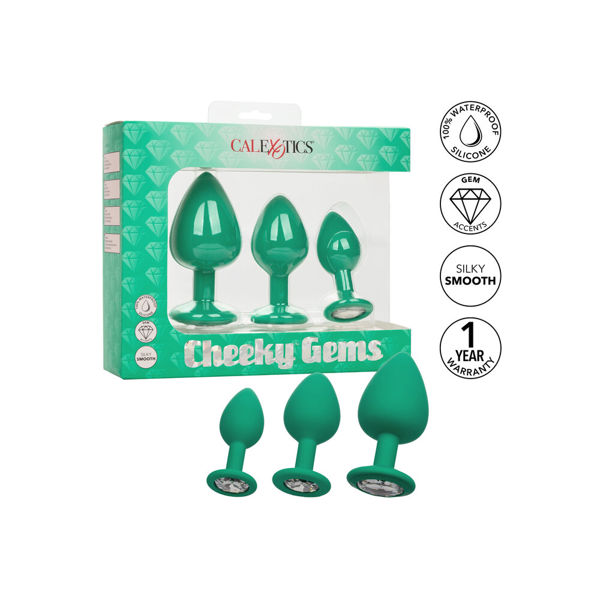 Cheeky Gems Butt Plugs 3 Piece Set Green